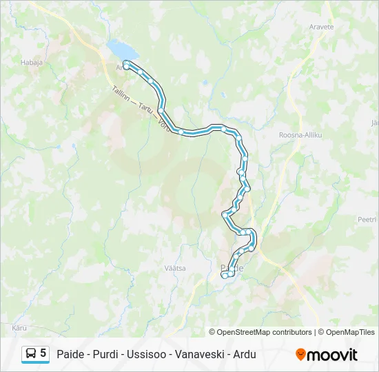 Автобус 5: карта маршрута