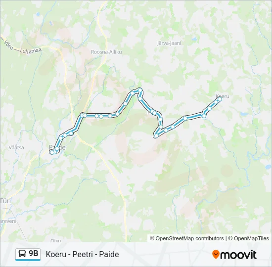 9B Bus Line Map