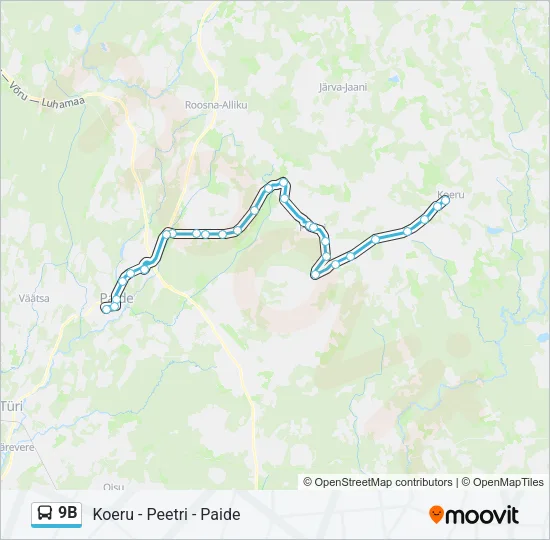 Автобус 9B: карта маршрута
