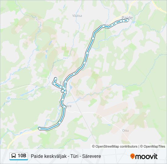 Автобус 10B: карта маршрута