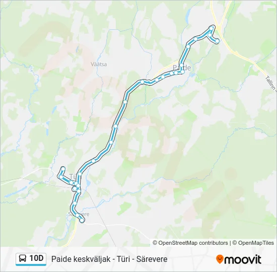 Автобус 10D: карта маршрута