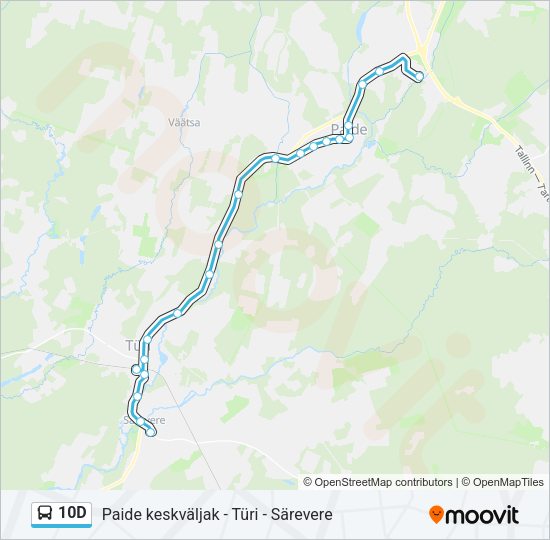 Автобус 10D: карта маршрута