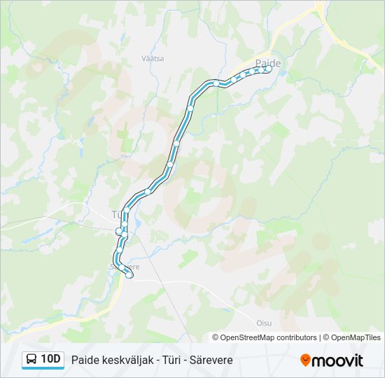 Автобус 10D: карта маршрута