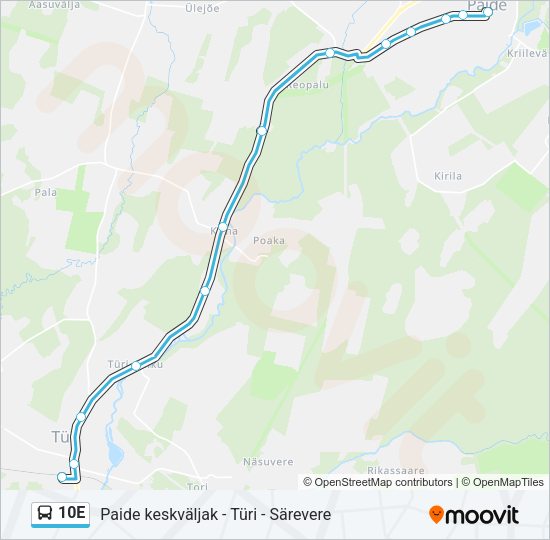 10E Bus Line Map