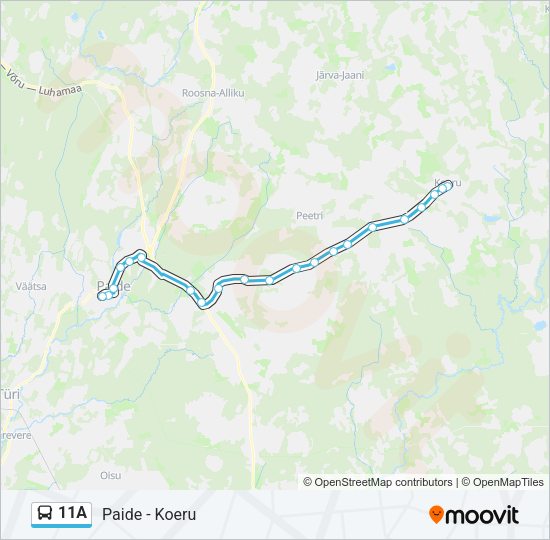Автобус 11A: карта маршрута