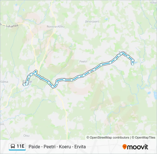 Автобус 11E: карта маршрута