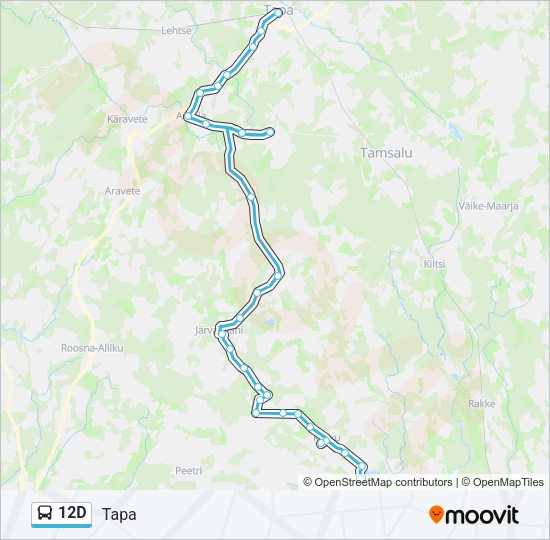 Автобус 12D: карта маршрута