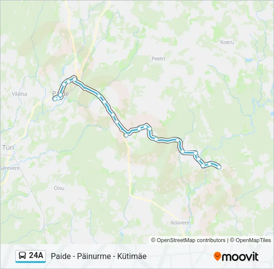 Автобус 24A: карта маршрута