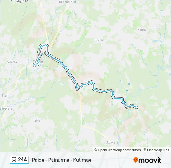 Автобус 24A: карта маршрута