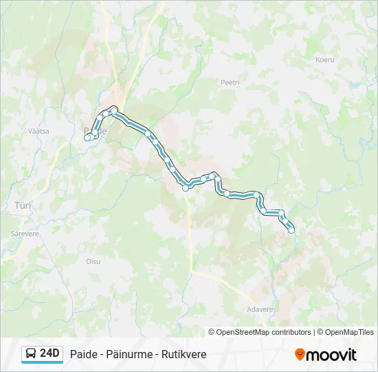 Автобус 24D: карта маршрута