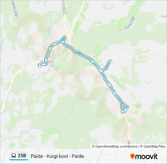 25B Bus Line Map