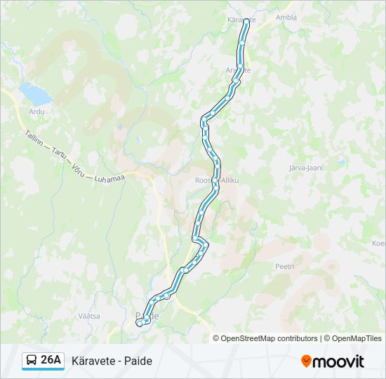 Автобус 26A: карта маршрута