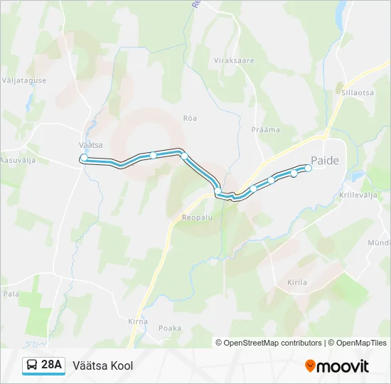 Автобус 28A: карта маршрута