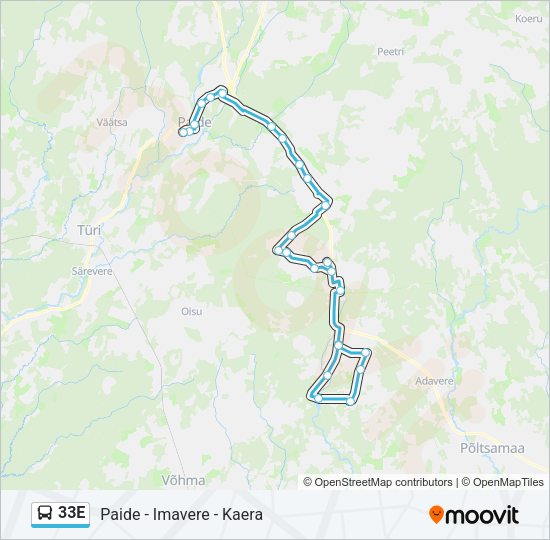 Автобус 33E: карта маршрута