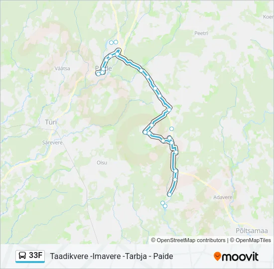 Автобус 33F: карта маршрута