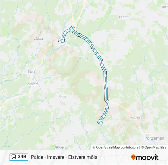Автобус 34B: карта маршрута