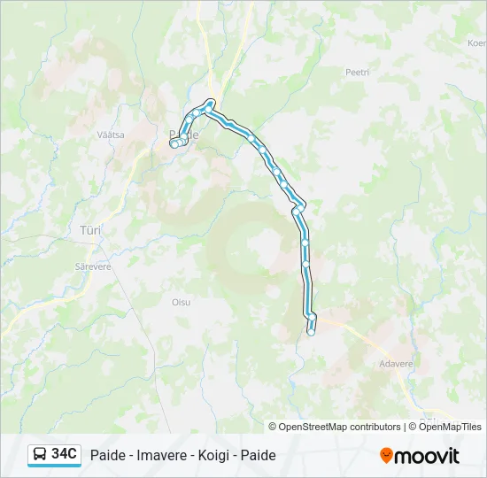 34C Bus Line Map