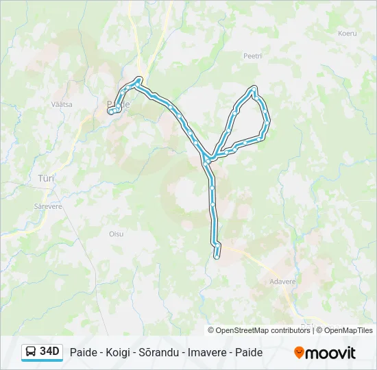 34D Bus Line Map