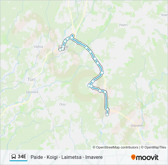 34E Bus Line Map