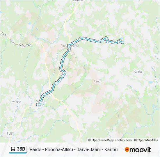 Автобус 35B: карта маршрута