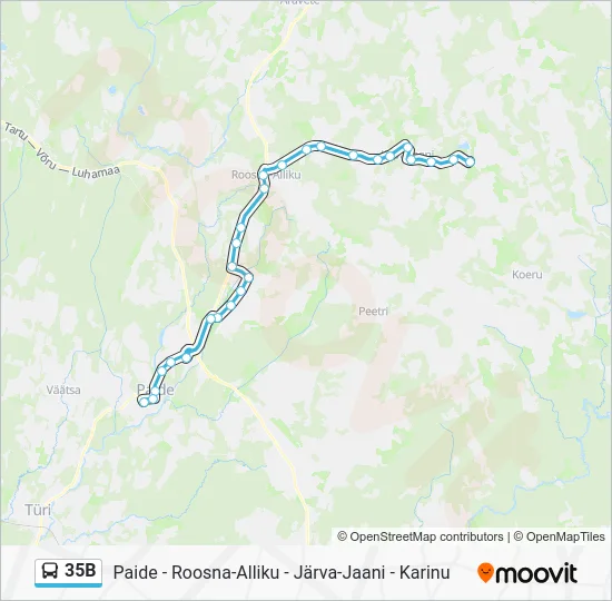 Автобус 35B: карта маршрута