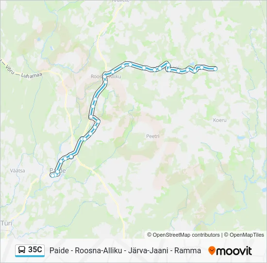 Автобус 35C: карта маршрута