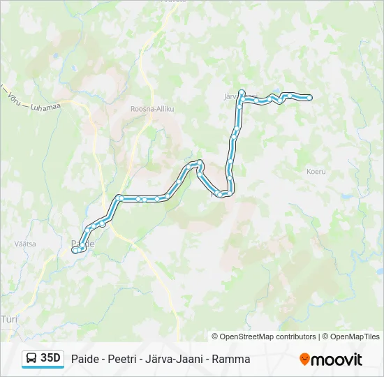 Автобус 35D: карта маршрута