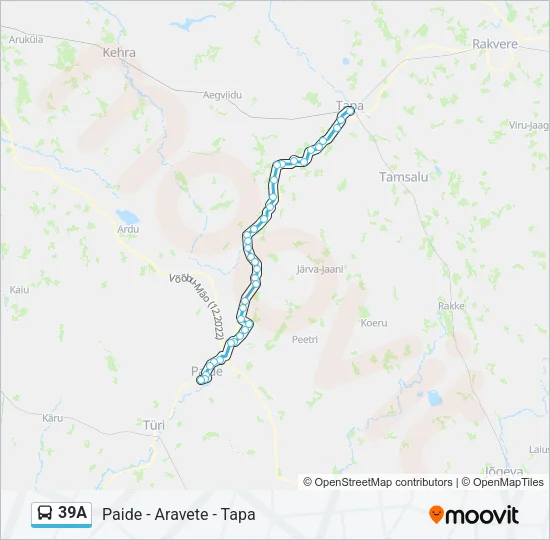 Автобус 39A: карта маршрута