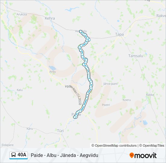 Автобус 40A: карта маршрута