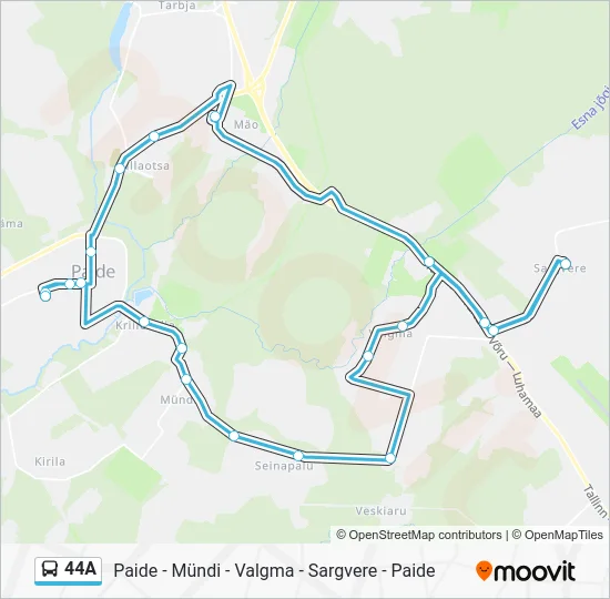 Автобус 44A: карта маршрута