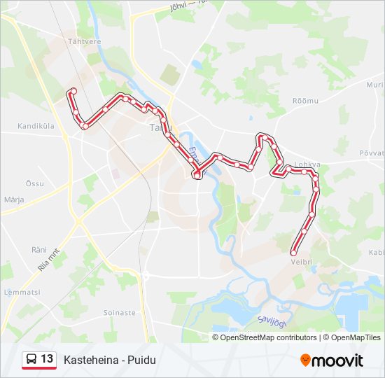 13 bus Line Map