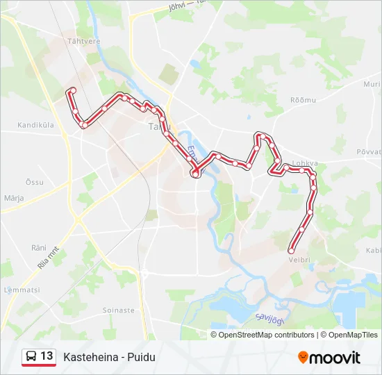 13 Bus Line Map