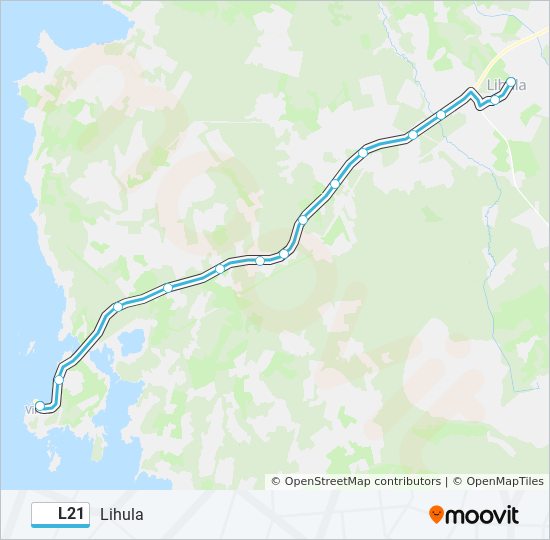 Автобус L21: карта маршрута