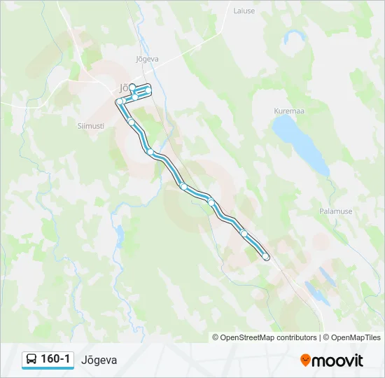 Автобус 160-1: карта маршрута