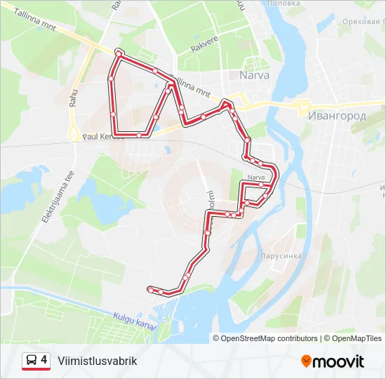 Автобус 4: карта маршрута