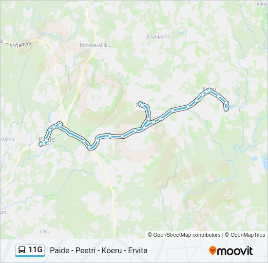 Автобус 11G: карта маршрута