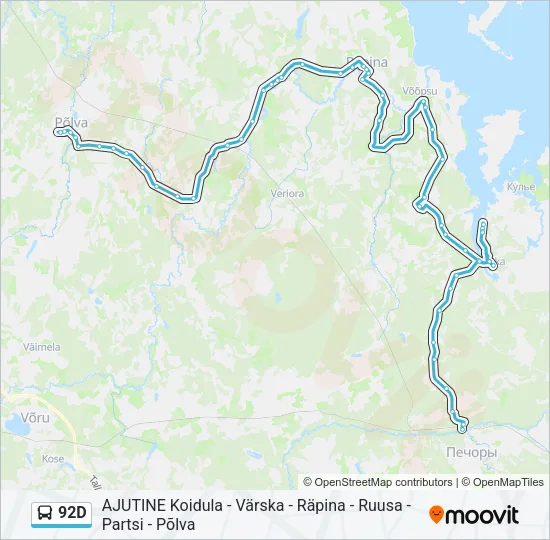 Автобус 92D: карта маршрута