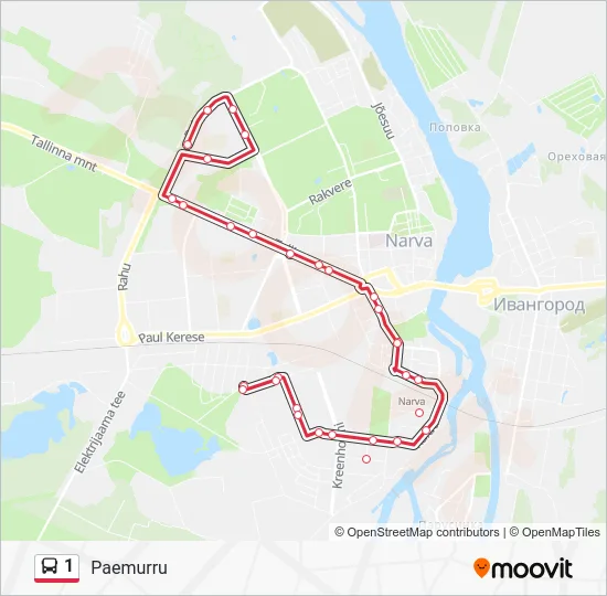 Автобус 1: карта маршрута