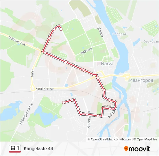 Автобус 1: карта маршрута