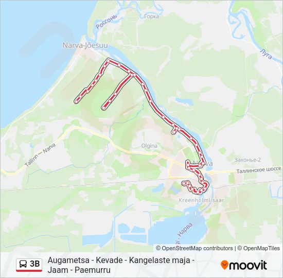 Автобус 3B: карта маршрута