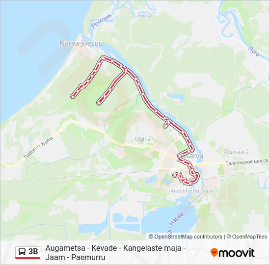 Автобус 3B: карта маршрута