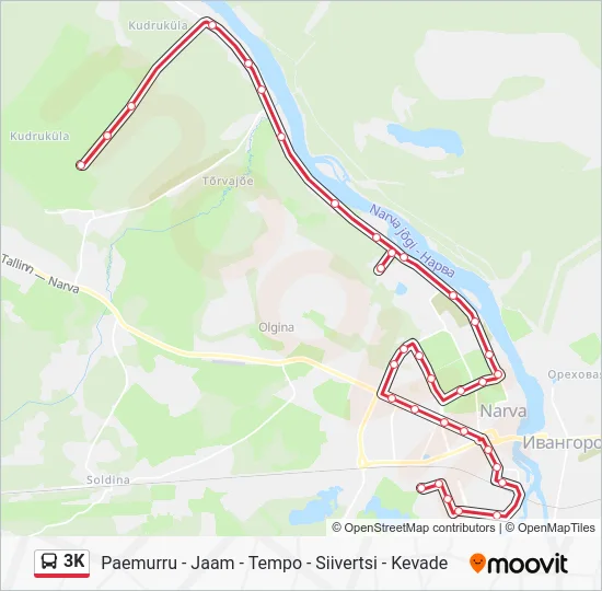 Автобус 3K: карта маршрута