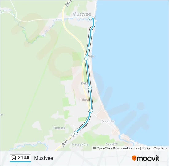 210A Bus Line Map