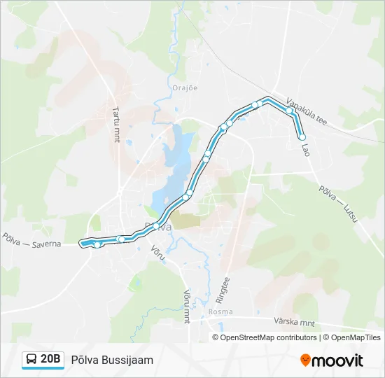 Автобус 20B: карта маршрута