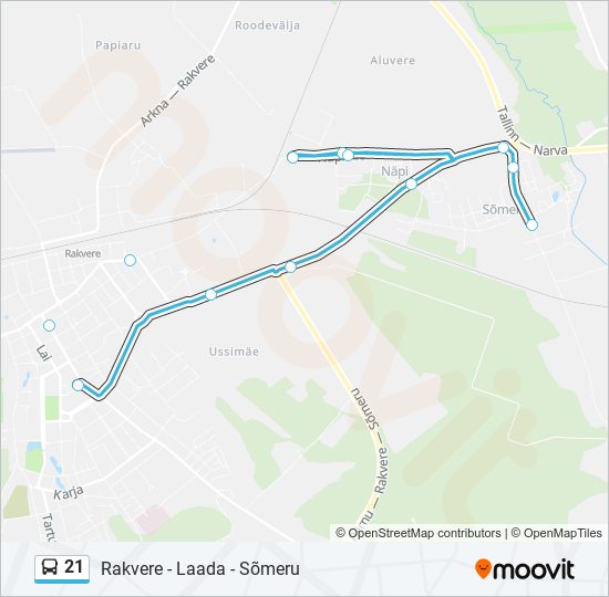Автобус 21: карта маршрута