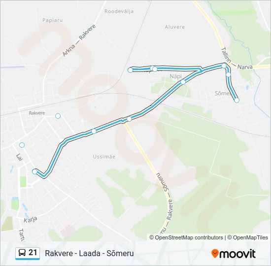Автобус 21: карта маршрута
