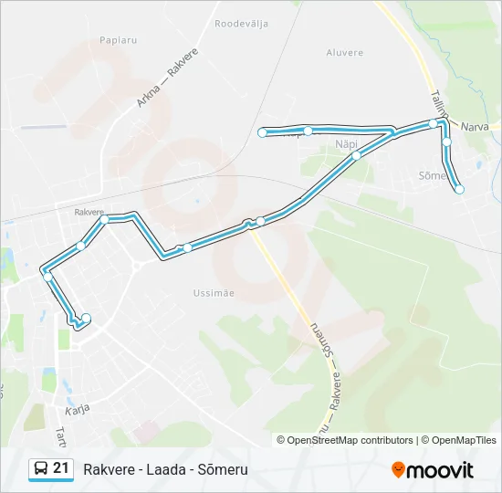Автобус 21: карта маршрута