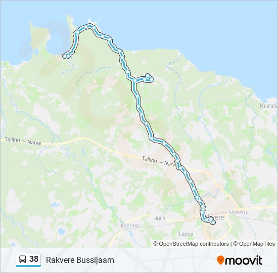 38 bus Line Map