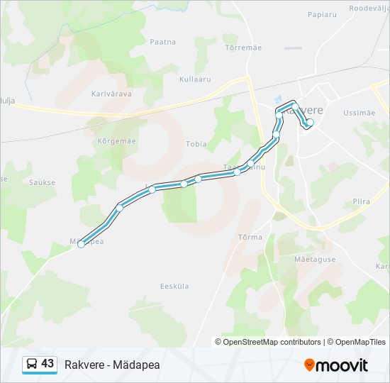 43 bus Line Map