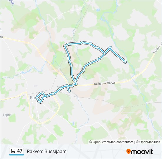 47 bus Line Map